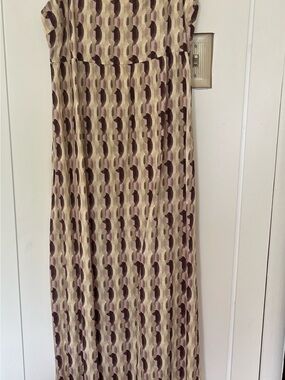 Monteau Beige and Brown Geometric Maxi Skirt
